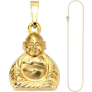 Anhänger Buddha 333 Gold Gelbgold mit Kette 45 cm