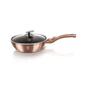 BERLINGERHAUS Panvica hlboká s mramorovým povrchom a pokrievkou 24 cm Rosegold Metallic Line BH-1517