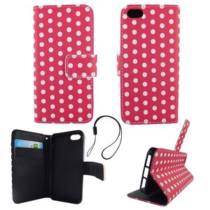 Handyhülle Tasche für Handy Apple iPhone 5 / 5s / SE Polka Dot Pink Weiss