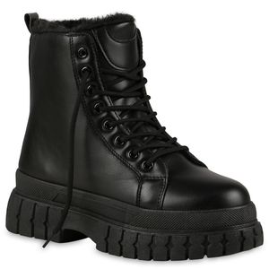 VAN HILL Damen Warm Gefütterte Plateau Boots Profil-Sohle Schuhe 837922, Farbe: Schwarz, Größe: 38