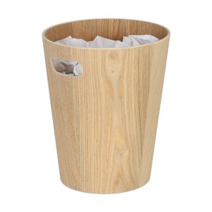 relaxdays Runder Papierkorb aus Holz