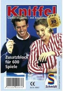 Kniffelblock für 600 Spiele je Block, 1Set