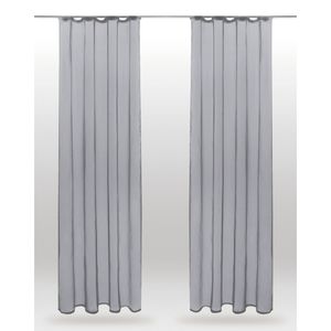 2er Pack Gardine Transparent Noella Universalband, Größe: 140 x 245cm (Grau)