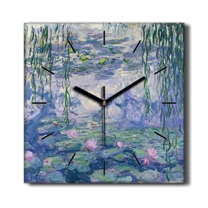 Coloray Hodiny Unikátní 30x30 cm  Tiché hodiny Pro obývací pokoj a kuchyň Nástěnné hodiny Plátno Černé ručičky hodin - Monetové vodní lilie