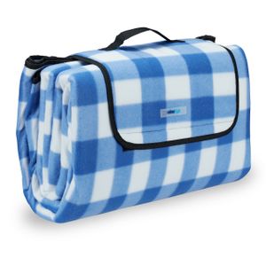 relaxdays Picknickdecke blau-weiß kariert