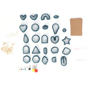 142-teiliges Ausstecher-Set aus dunkelblauem Polymer-Ton, zur Herstellung von Schmuck und Ohrringen, kreatives DIY Bastelset