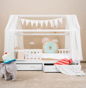 Alavya Home® Schubkasten 2er-Set - aus massiver Kiefernholz Schubladen auf Rollen für Kinderbett