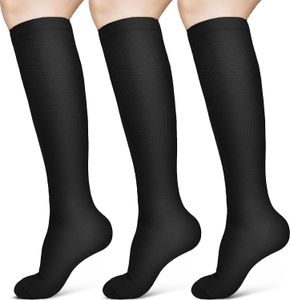 ALSTER HERZ® 3 Paar Schwarze Kompressionsstrümpfe Damen Herren 41-46 L-XL, A0239