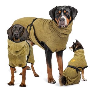 RUDELKÖNIG Hundebademantel grün XL – Saugstarker Trockenmantel aus 100 % Baumwolle für Hunde