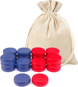 26 Blaue & Rote Crokinole Tournament Discs + Tasche (13 Blaue & 13 Rote)