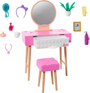 Mattel HJV32; HJV35 - Súprava nábytku a doplnkov pre Barbie - Súprava toaletného stolíka