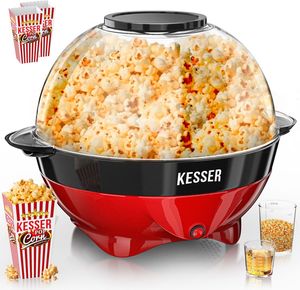 KESSER® Popcornmaschine: 800W Popcornmaker - 5,5l großer Inhalt, Antihaftbeschichtung, Deckel & Servierschale, für Öl/Butter/Zucker, Stille & Schnelle, abnehmbare Heizfläche, inkl. Popcornbecher KESSER® Popcornmaschine: 800W Popcornmaker - 5,5l großer Inhalt, Antihaftbeschichtung, Deckel & Servierschale, für Öl/Butter/Zucker, Stille & Schnelle, abnehmbare Heizfläche, inkl. Popcornbecher