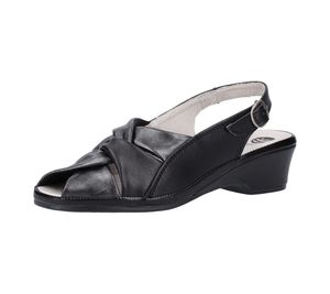 bama Damen hochwertige Echtleder-Sandalen Sommer-Schuhe mit Schnallen-Verschluss 1003971 Schwarz, Größe:38