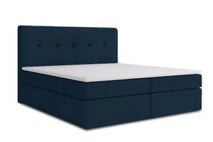 EMPORIUM Boxspringbett 180x200 cm Komplett-Set mit Matratze und Topper, Polsterbett mit zwei Bettkästen - Blau Monolith 77