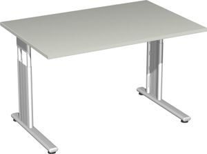 Geramöbel Schreibtisch höhenverstellbar, 1200x800x680-820, Lichtgrau/Silber, S-617102-LS