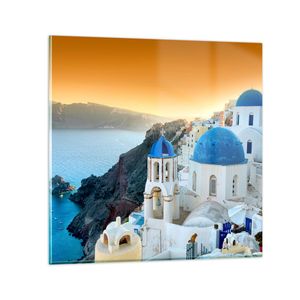 Bilder auf glas - Santorini Griechenland Urlaub Insel - 60x60cm - Glasbilder - Wandbilder - Kunstdruck - Wanddekoration aus Glas - Glas Bilder - Wandbild auf Glas - GAC60x60-2529