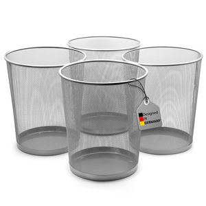 BigDean 4 Stück Papierkorb Mülleimer Büro silber 20L Draht – vielseitiger Mülleimer BigDean 4 Stück Papierkorb Mülleimer Büro silber 20L Draht – vielseitiger Mülleimer