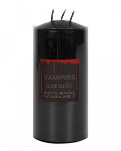 Schwarze Stumpenkerze mit Roten Vampir Tränen 15cm