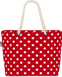 VOID Weihnachten Punkte rot weiss Strandtasche Shopper 58x38x16cm 23L XXL Einkaufstasche Tasche Reisetasche Beach Bag