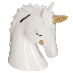 Atmosphera Créateur d'intérieur Spardose Einhorn Keramik weiß gold 15,5cm x 17,8cm