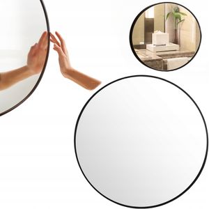 Kulaté Koupelnové Nástěnné Zrcadlo S Černým Půdním Rámem Stylové O Průměru 70 Cm