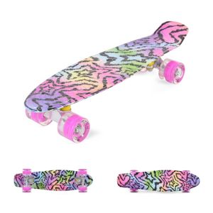 Byox Kinder Skateboard Stars 22 Zoll LED, 85A PolyurethanRollen, ABEC 7, bis 85 kg pink