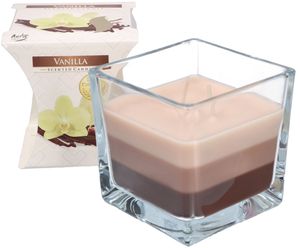 KOTARBAU® 2-Docht Duftkerze im Glas Zweidochtkerze dreifarbig Geschenkidee  Aromatherapie Dekorations-Kerzen Brenndauer bis zu 32 Stunden Vanille