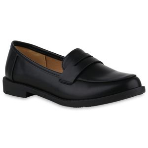 VAN HILL Damen Loafers Slippers Schlupf-Schuhe 840657, Farbe: Schwarz, Größe: 38