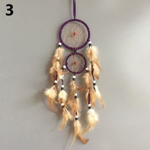 Doppelkreis -Traumfänger mit Federn hängen Dekoration Schlafzimmer Ornament-Lila