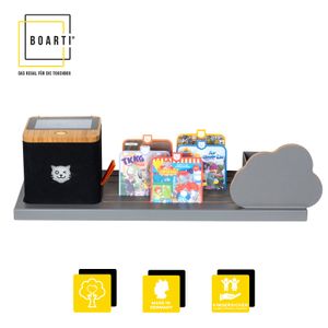 BOARTI® Standregal Organizer grau mit grauer Wolke für Tigerbox touch & 27 Tigercards