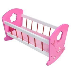 Puppenbett Pink mit Schublade Holz Puppe Bett Zubehör Möbel Spielzeug für Kinder 
