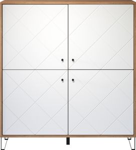 trendteam Wohnen Highboard Touch Artisan Eiche Melamin/Weiß Matt Tiefzieh 123 x 136 x 40 cm