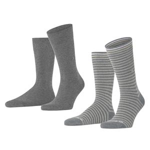 Burlington Herren Socken, 2er Pack - Everyday Stripe SO Mixed, Baumwolle, One Size Grau 40-46