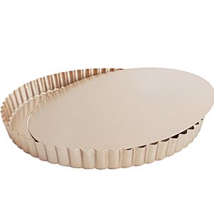 CHEFMADE Tarteform mit Hebeboden 24 cm - Quicheform für Tartes und Minikuchen Tartesform - antihaft- & silikonbeschichtet champagner gold Tarteform rund