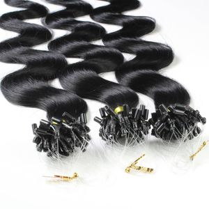 hair2heart Microring Extensions Ľudské vlasy vlnité - 25 prameňov 1g 60cm 2/0 black