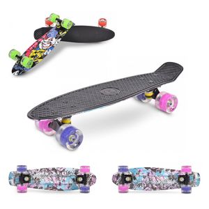 Byox Kinder Skateboard Graffiti 22" Aluminium Achse 85A PolyurethanRollen ABEC 7 Lager pink