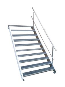 10 Stufen Stahltreppe einseitig. Geländer Breite 100cm Geschosshöhe 150-200cm