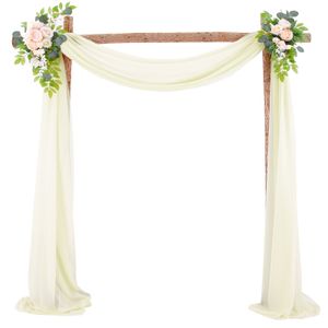 (Beige) Hochzeitsbogen-Dekorationsvorhang mit 2 künstlichen Blumengirlanden