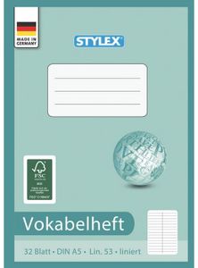 Stylex 41205 Vokabelheft, Lineatur 53 DIN A5, 32 Blatt