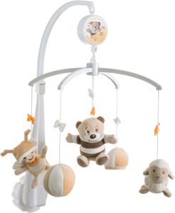 Bieco Musik Mobile Baby Design: Bär Bubu | Ø 33 cm, Höhe 60 cm | Baby Einschlafhilfe, Spieluhr Baby | Babybett Spielzeug | Mobile Baby Musik | Baby Toys 0-6 Months | Melodie: Guten Abend Gute Nacht