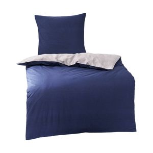 Traumschlaf Mako-Satin Wendebettwäsche Texture Kissenbezug einzeln 40x80 cm dunkelblau