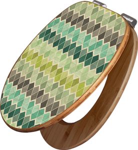 banjado Design WC Sitz Bambus Absenkautomatik -Vier Farben Grün - Toilettendeckel mit Absenkautomatik Holz/hochwertiger Bambus Klodeckel/WC-Sitz für alle gängigen Toiletten [TDB2 10792]