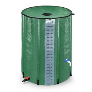Sessamen-LP 380 litrový sud na dešťovou vodu, skládací nádrž na vodu, sběrač vody, cisterna, sud na dešťovou vodu s kohoutkem (zelený, 100 galonů)