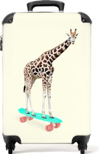 NoBoringSuitcases.com - Kinderkoffer beige - Kinderkoffer lol giraffe - Passt in 55x40x20 cm und 55x35x25 cm - Handgepäck - Trolley auf Rädern - Reisekoffer mit Rädern - Rollkoffer - Kindertrolley geeignet für Jungen und Mädchen - Koffer KinderHandgepäck Koffer 55x35x20 cm, 36L,
