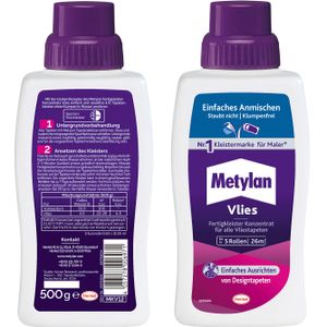Metylan Vlies Fertigkleister Konzentrat, Tapetenkleister für Vliestapeten, starker & schnell mischbarer Kleister für den sofortigen Einsatz, 1x500g