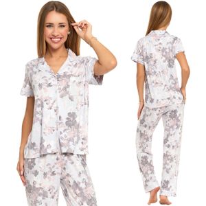 Moraj Damen Schlafanzug Kurzarm + Pyjamahose mit Knöpfen 3500-006, Farbe: Rosa, Große: M