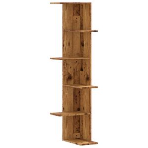 vidaXL Wand-Eckregal Altholz-Optik 36,5x36,5x140 cm Holzwerkstoff