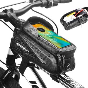 Freetoo Fahrradtasche Fahrrad Rahmentasche wasserdichte Fahrrad Handyhalterung Super Stabil Handytasche Harte Eva Fahrrad Oberrohrtasche Lenkertasche TPU-Touchscreen mit Regenschutz für Handy unter 7.2''