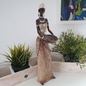 Dekofigur Afrikanische Frau mit Schale in der Hand 40 cm