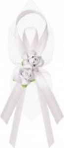 Ordensband Hochzeit mit Rosen 11cm/6St. weiß